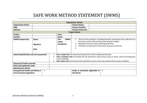 security guard safe work method statement